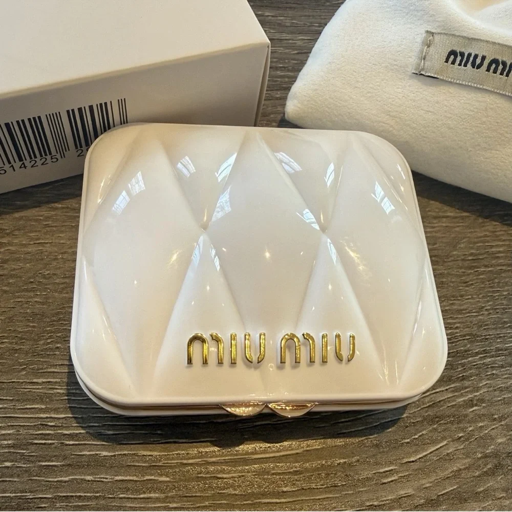 Miu Miu White Makeup Mirror Double Sided Portable Makeup Gift - Picture 2 of 3